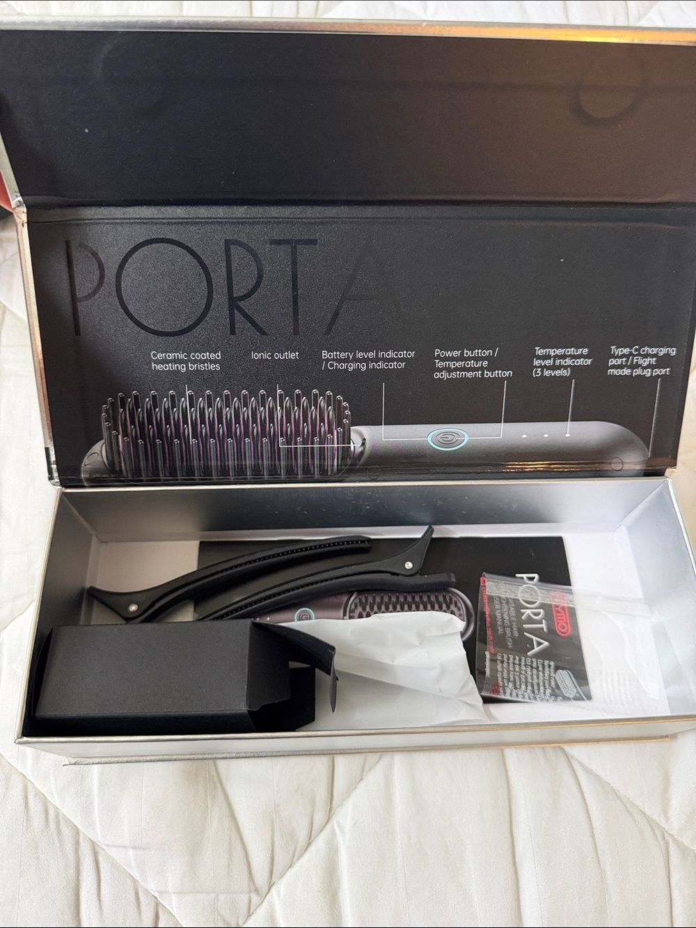 TYMO Porta Portable Hair Straightening Brush - Black - Picture 6 of 8